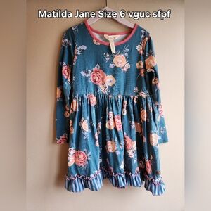 Matilda Jane Floral Dress - Teal and Coral